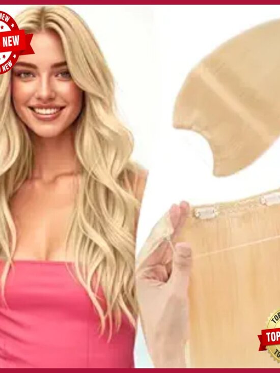 70g Human Hair Halo Extensions, 14 Inch Straight, Invisible Wire, No Tangle